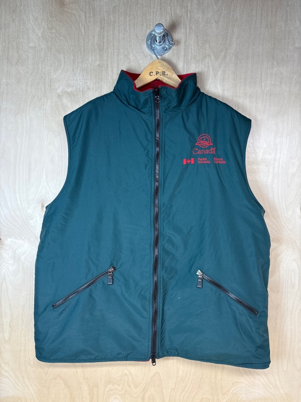 Parks Canada Green Insulated Reversible Vest - Zip Front